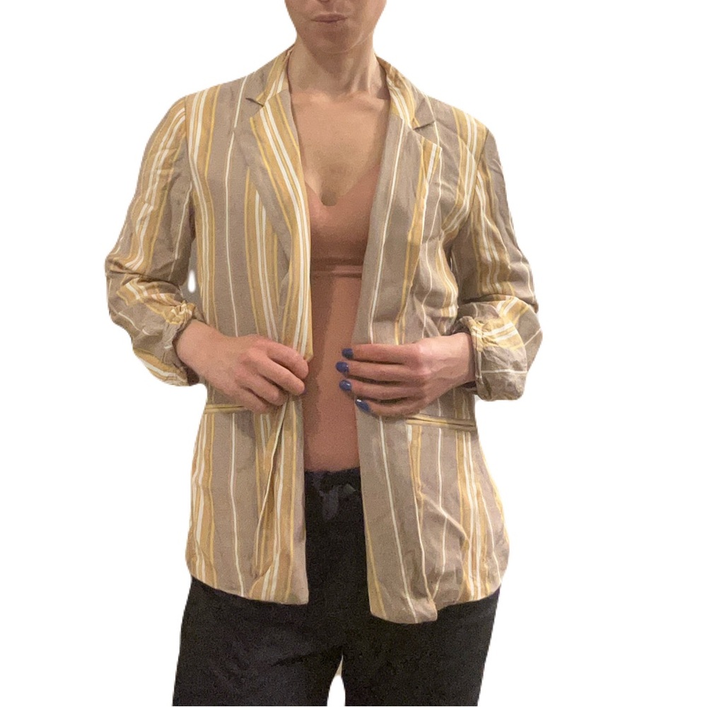 Striped Tan and Yellow Blazer